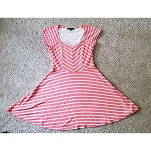 Coral and White Chevron Stripe Dress